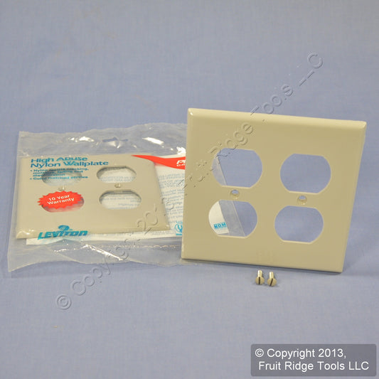 Leviton 80716-GY Gray 2-Gang Duplex Outlet Unbreakable Nylon Wallplates 2pcs