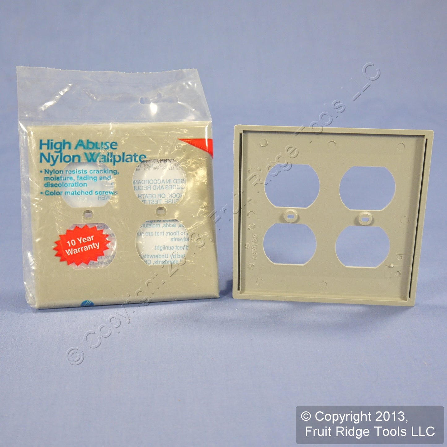 Leviton 80716-GY Gray 2-Gang Duplex Outlet Unbreakable Nylon Wallplates 2pcs