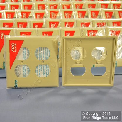 Leviton 80716-I Ivory 2-Gang Duplex Outlet Unbreakable Nylon Wallplates 100pcs