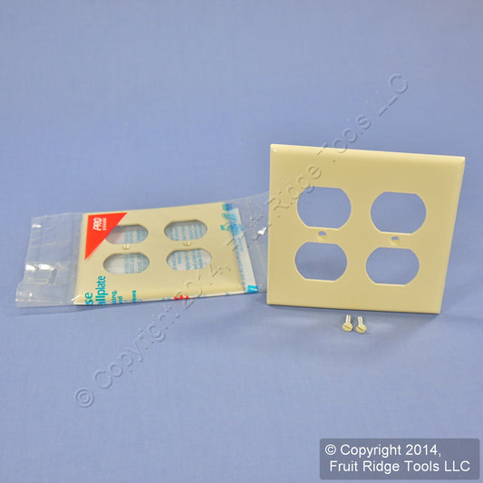 Leviton 80716-I Ivory 2-Gang Duplex Outlet Unbreakable Nylon Wallplates 2pcs