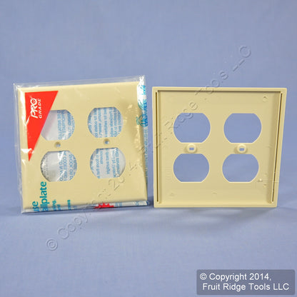 Leviton 80716-I Ivory 2-Gang Duplex Outlet Unbreakable Nylon Wallplates 2pcs