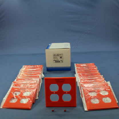 Leviton 80716-IG Orange 2-Gang Duplex Unbreakable Nylon Wallplate Cover 25pcs