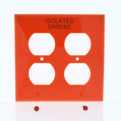 Leviton 80716-IG Orange 2-Gang Duplex Outlet Unbreakable Standard Size Wallplate