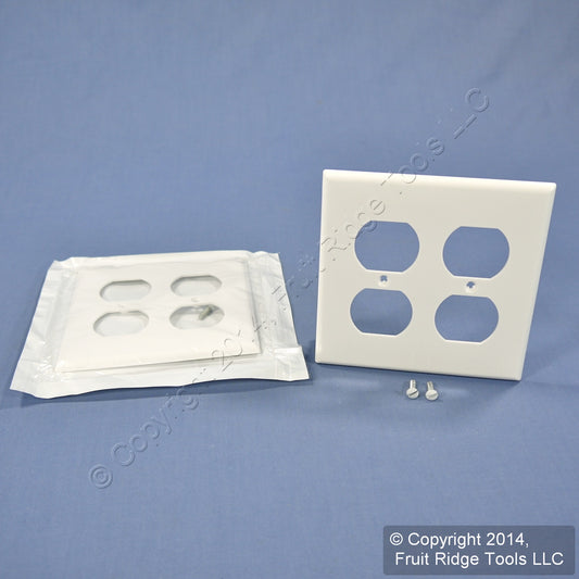 Leviton 80716-W White 2-Gang Duplex Outlet Unbreakable Nylon Wallplates 2pcs