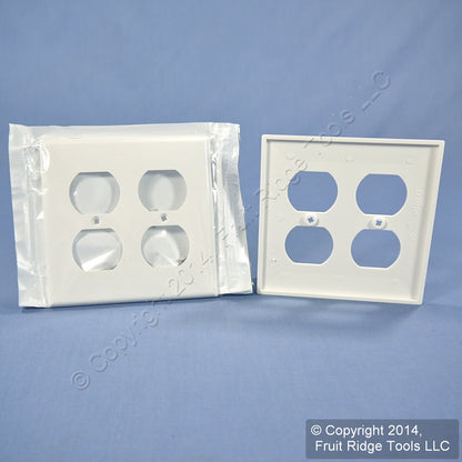 Leviton 80716-W White 2-Gang Duplex Outlet Unbreakable Nylon Wallplates 2pcs