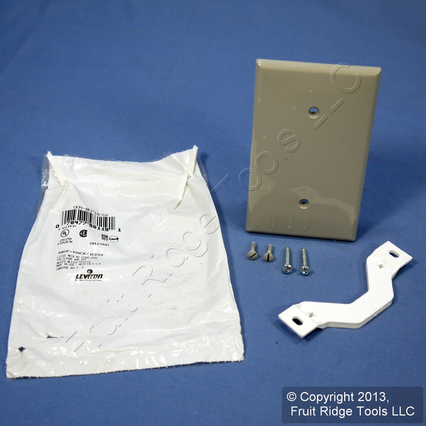 Leviton 80719-GY Gray 1-Gang Blank Unbreakable Wallplate Strap Mount Nylon Cover