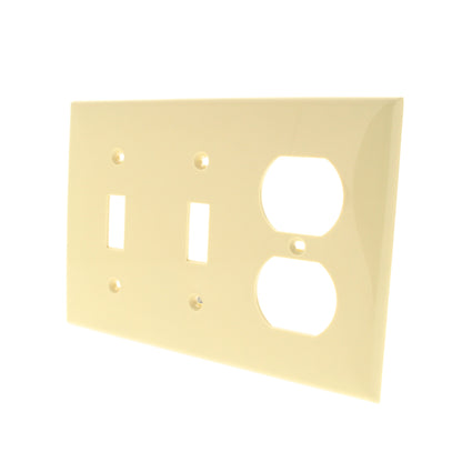Leviton 80721-I Ivory 3-Gang Toggle Duplex Outlet Unbreakable Nylon Wallplate