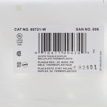 Leviton 80721-W Discolored White 3-Gang Duplex Outlet Toggle Switch Nylon Cover
