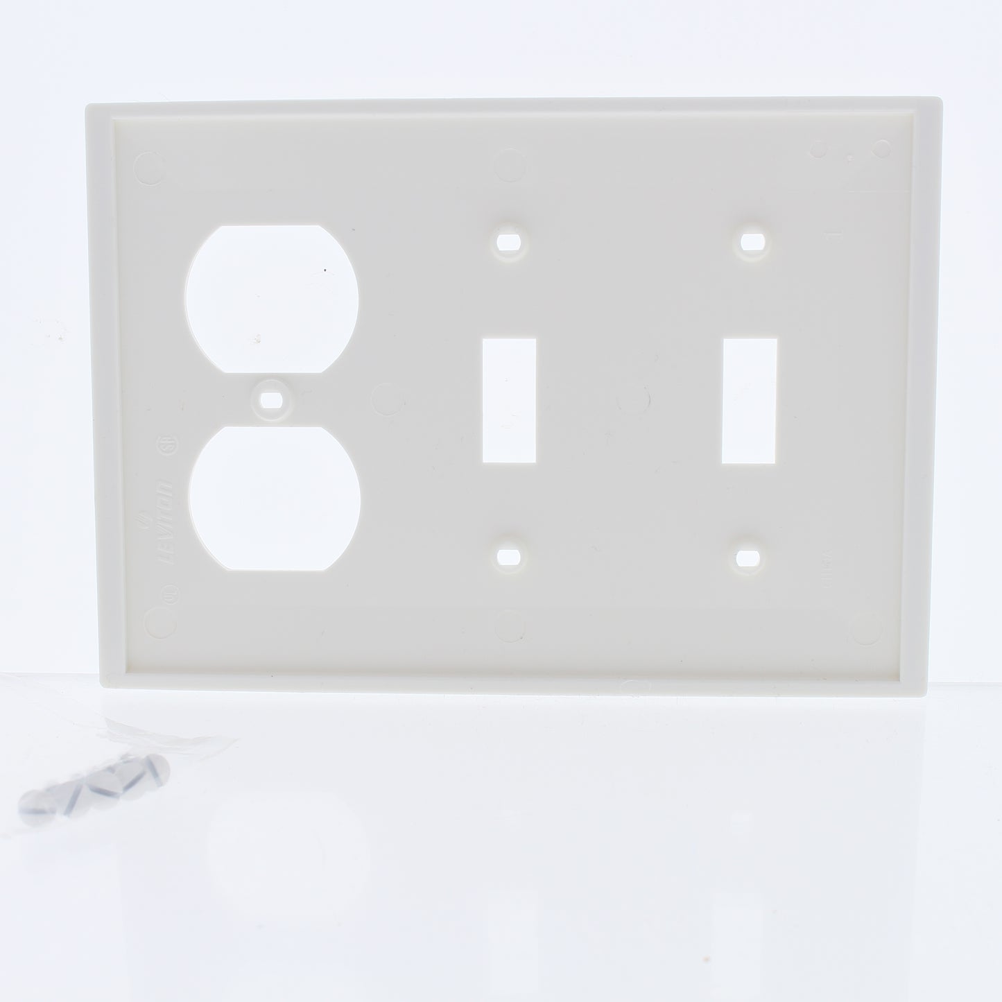 Leviton 80721-W Discolored White 3-Gang Duplex Outlet Toggle Switch Nylon Cover