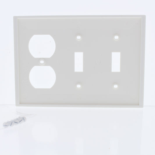 Leviton 80721-W Discolored White 3-Gang Duplex Outlet Toggle Switch Nylon Cover
