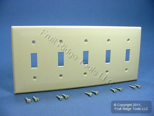 Leviton 80723-I Ivory 5-Gang Unbreakable Nylon Switch Wallplate Cover