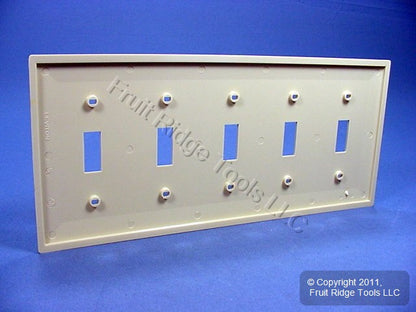 Leviton 80723-I Ivory 5-Gang Unbreakable Nylon Switch Wallplate Cover