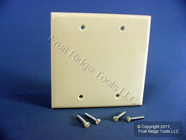 Leviton 80725-A Almond 2-Gang Blank Unbreakable Nylon Wallplate Cover Box Mount