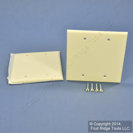 Leviton 80725-A Almond 2-Gang Blank Unbreakable Wallplate Nylon Covers 2-Pack