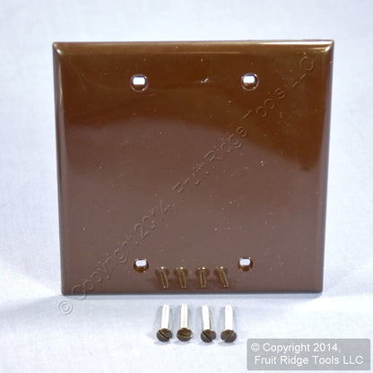 Leviton 80725 Brown 2-Gang Blank Unbreakable Wallplate Nylon Plastic Covers 2pcs