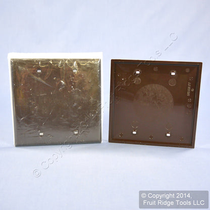 Leviton 80725 Brown 2-Gang Blank Unbreakable Wallplate Nylon Plastic Covers 2pcs