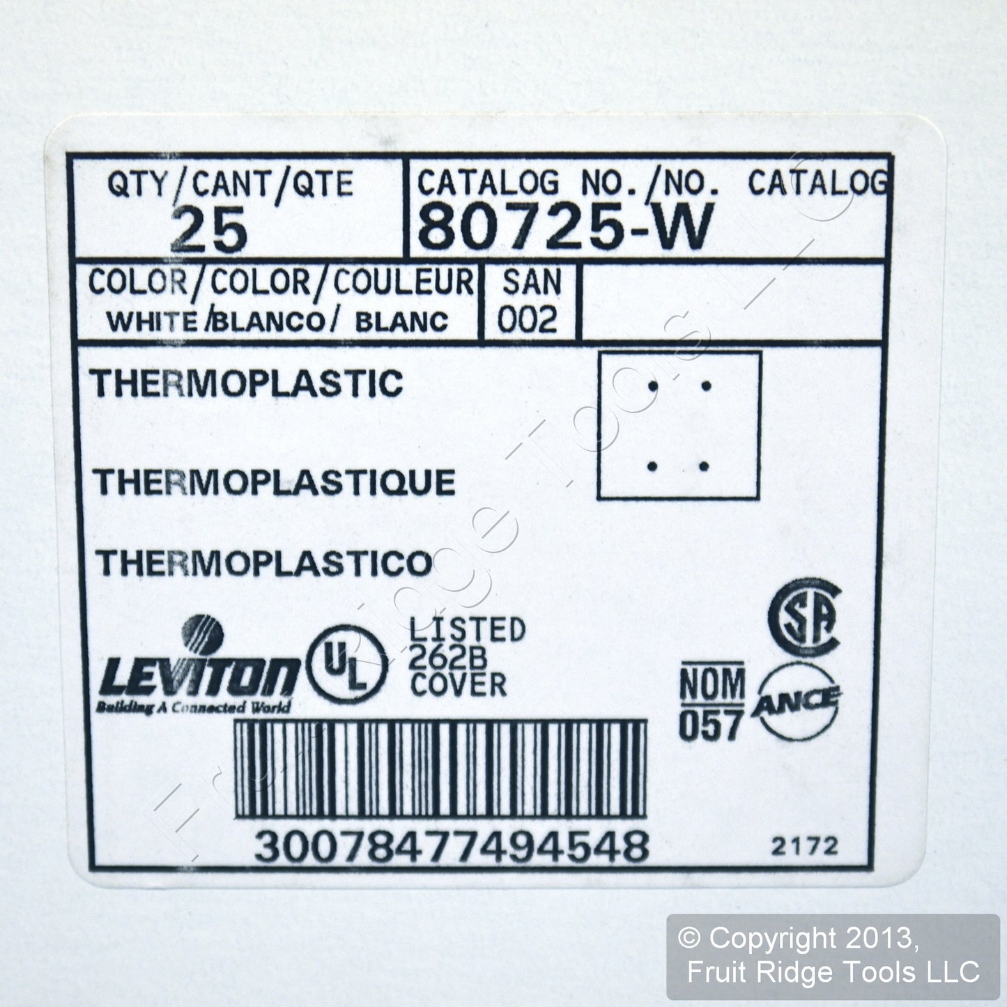 Leviton 80725-W White 2-Gang Blank Unbreakable Wallplate Cover Box Mount 25pcs