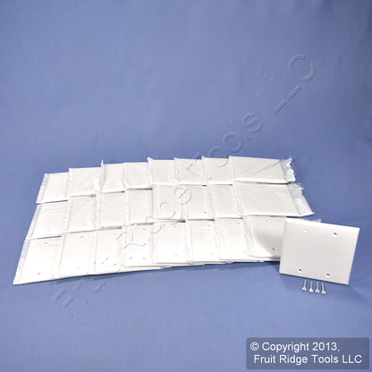 Leviton 80725-W White 2-Gang Blank Unbreakable Wallplate Cover Box Mount 25pcs