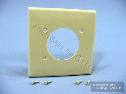 Leviton 80726-I Ivory 2-Gang Power Outlet 2.15" Hole Unbreakable Wallplate Cover