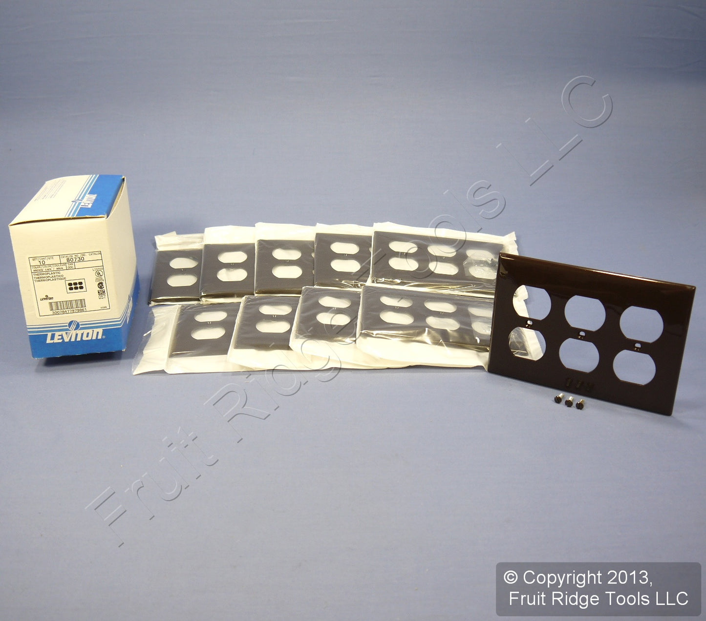 Leviton 80730 Brown 3-Gang 3-Duplex Outlet Unbreakable Nylon Wallplates 10pcs