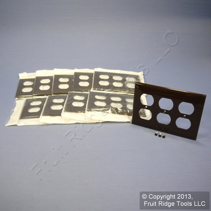 Leviton 80730 Brown 3-Gang 3-Duplex Outlet Unbreakable Nylon Wallplates 10pcs