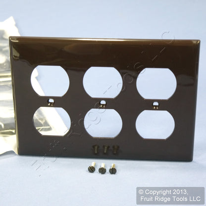 Leviton 80730 Brown 3-Gang 3-Duplex Outlet Unbreakable Nylon Wallplates 10pcs