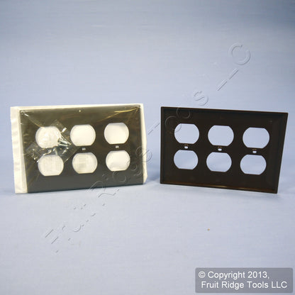 Leviton 80730 Brown 3-Gang 3-Duplex Outlet Unbreakable Nylon Wallplates 10pcs
