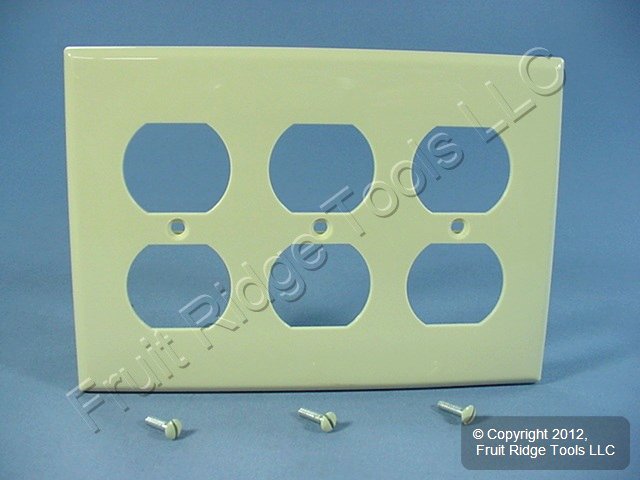 Leviton 80730-I Ivory 3-Gang Duplex Outlet Standard Unbreakable Wallplate Cover