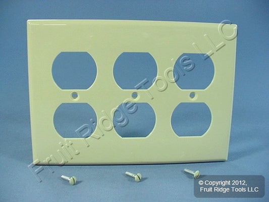 Leviton 80730-I Ivory 3-Gang Duplex Outlet Standard Unbreakable Wallplate Cover