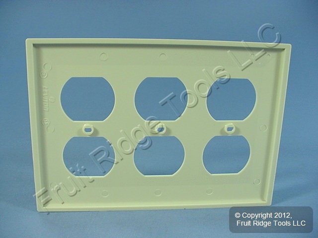 Leviton 80730-I Ivory 3-Gang Duplex Outlet Standard Unbreakable Wallplate Cover