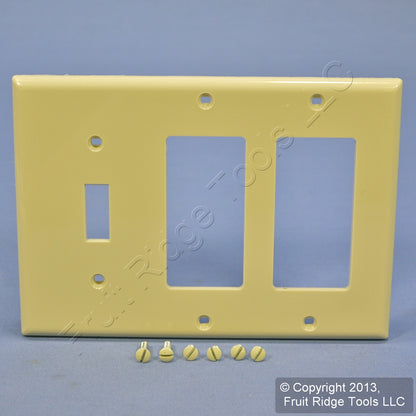 Leviton 80731-I Ivory Unbreakable 3-Gang Combination Decora Switch Wall Plate