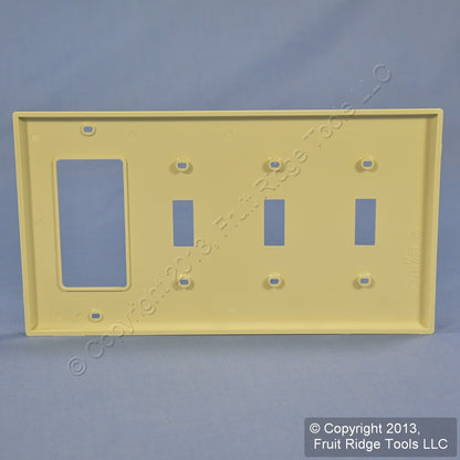 Leviton 80732-I Ivory 4-Gang Toggle Decora GFI Unbreakable Nylon Wallplate Cover