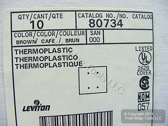 Leviton 80734 Brown 2-Gang Blank, Unbreakable Wallplate Cover Strap Mount 10pcs
