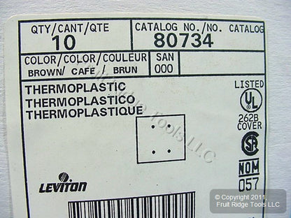 Leviton 80734 Brown 2-Gang Blank, Unbreakable Wallplate Cover Strap Mount 10pcs