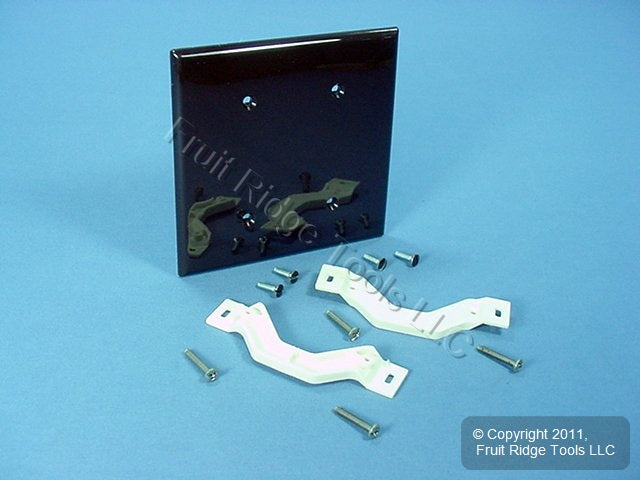 Leviton 80734 Brown 2-Gang Blank Unbreakable Nylon Wallplate Strap Mount Cover