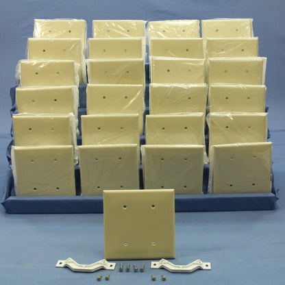 Leviton 80734-I Ivory 2-Gang Blank Unbreakable Wallplate Cover Strap Mount 25pcs