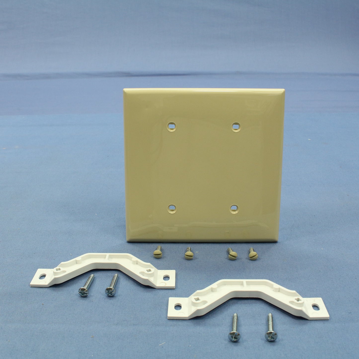 Leviton 80734-I Ivory 2-Gang Blank Unbreakable Wallplate Cover Strap Mount 25pcs