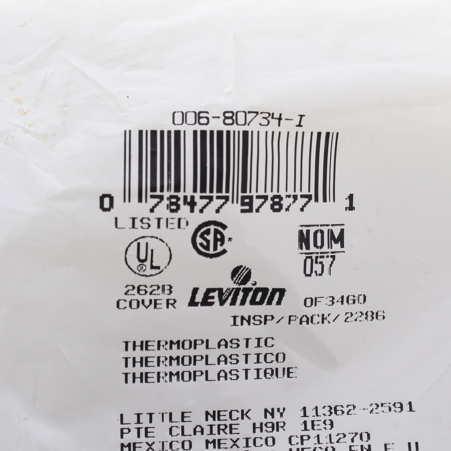 Leviton 80734-I Ivory 2-Gang Blank Unbreakable Nylon Wallplate Cover Strap Mount