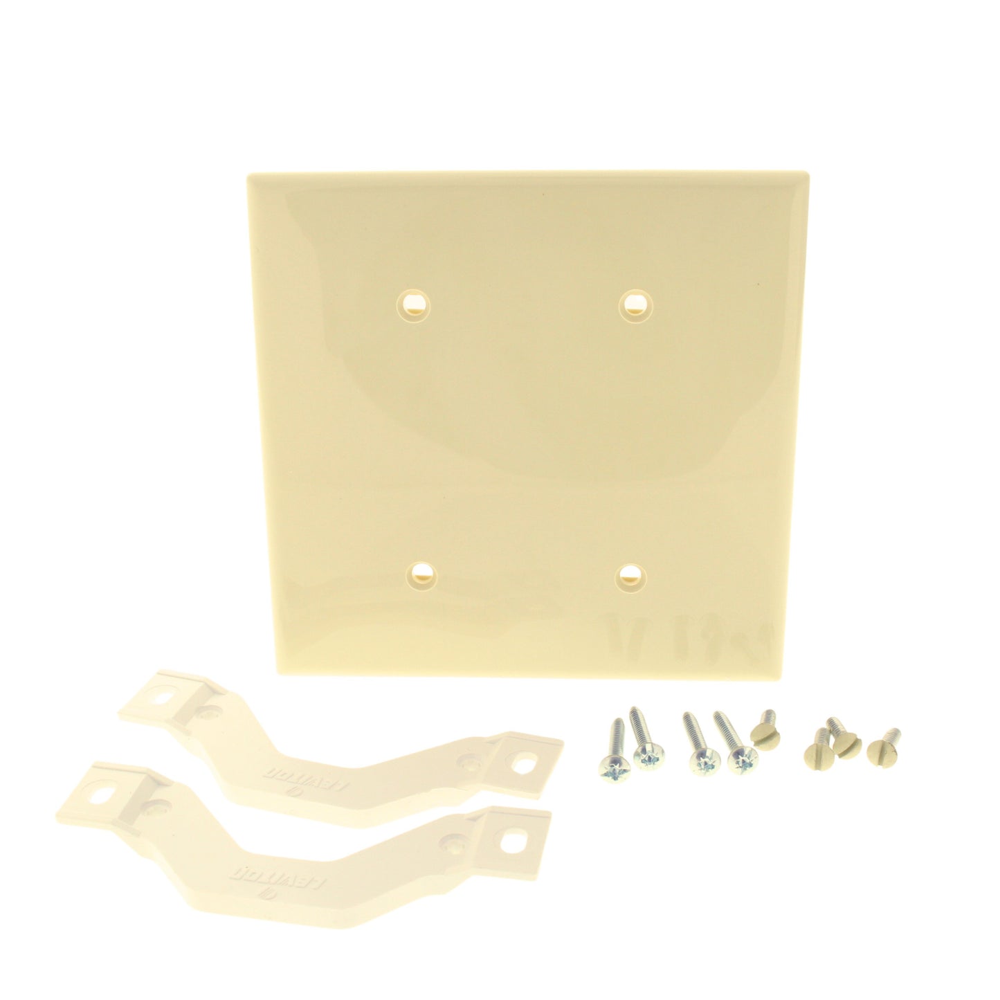 Leviton 80734-I Ivory 2-Gang Blank Unbreakable Nylon Wallplate Cover Strap Mount