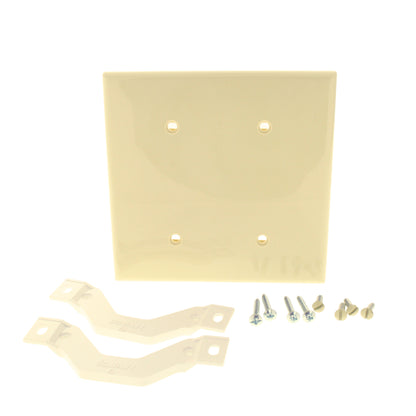 Leviton 80734-I Ivory 2-Gang Blank Unbreakable Nylon Wallplate Cover Strap Mount