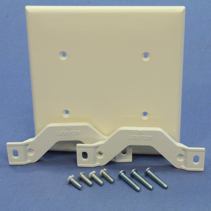 Leviton 80734-W White 2-Gang Blank Unbreakable Wallplate Cover Strap Mount 10pcs