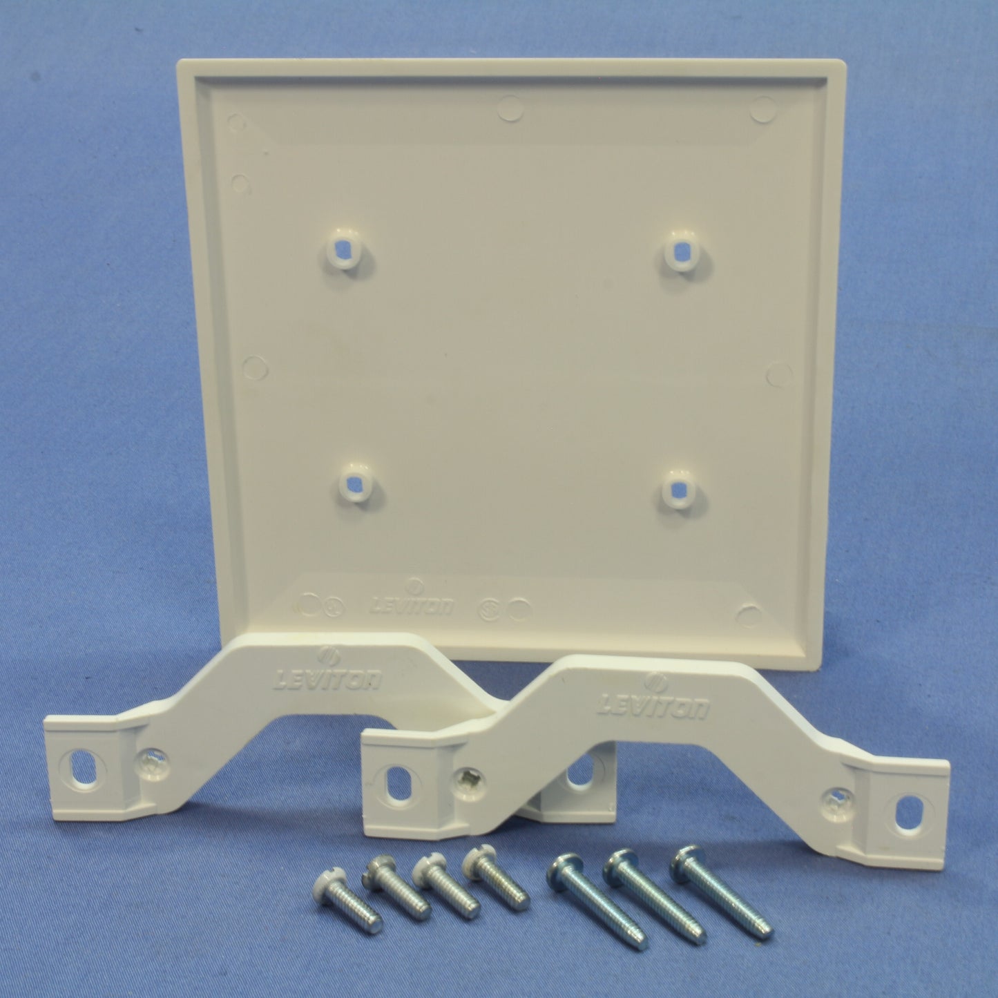 Leviton 80734-W White 2-Gang Blank Unbreakable Wallplate Cover Strap Mount 10pcs