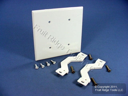 Leviton 80734-W White 2-Gang Blank Unbreakable Nylon Wallplate Cover Strap Mount