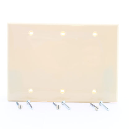 Leviton 80735-A Almond Commercial 3G Blank Unbreakable Wallplate Cover Box Mount