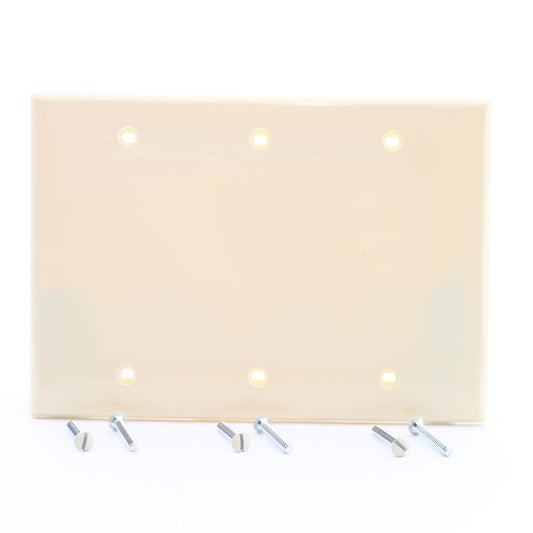 Leviton 80735-A Almond Commercial 3G Blank Unbreakable Wallplate Cover Box Mount