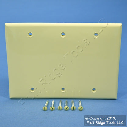 Leviton 80735-I Ivory 3-Gang Blank Unbreakable Nylon Wallplate Cover Box Mount