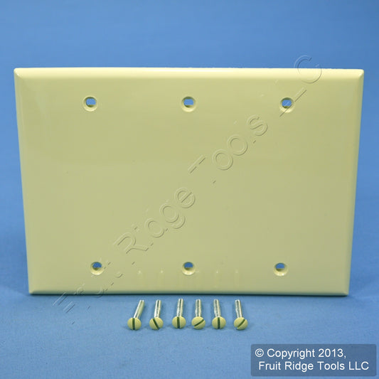 Leviton 80735-I Ivory 3-Gang Blank Unbreakable Nylon Wallplate Cover Box Mount