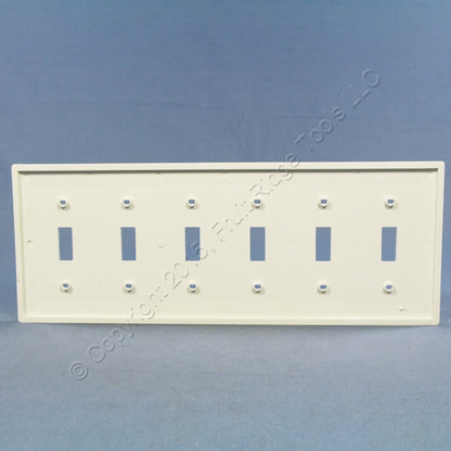 Leviton 80736-W White 6-Gang Toggle Unbreakable Nylon Standard Wallplate Cover