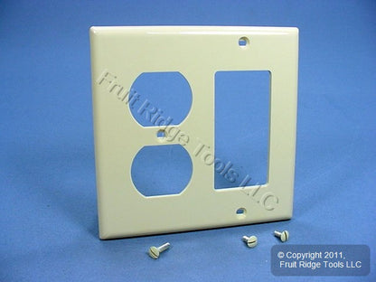 Leviton 80746-I Ivory 2-Gang Duplex Outlet Decora Unbreakable Nylon Wallplate