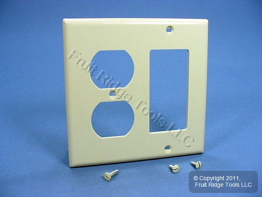 Leviton 80746-I Ivory 2-Gang Duplex Outlet Decora Unbreakable Nylon Wallplate